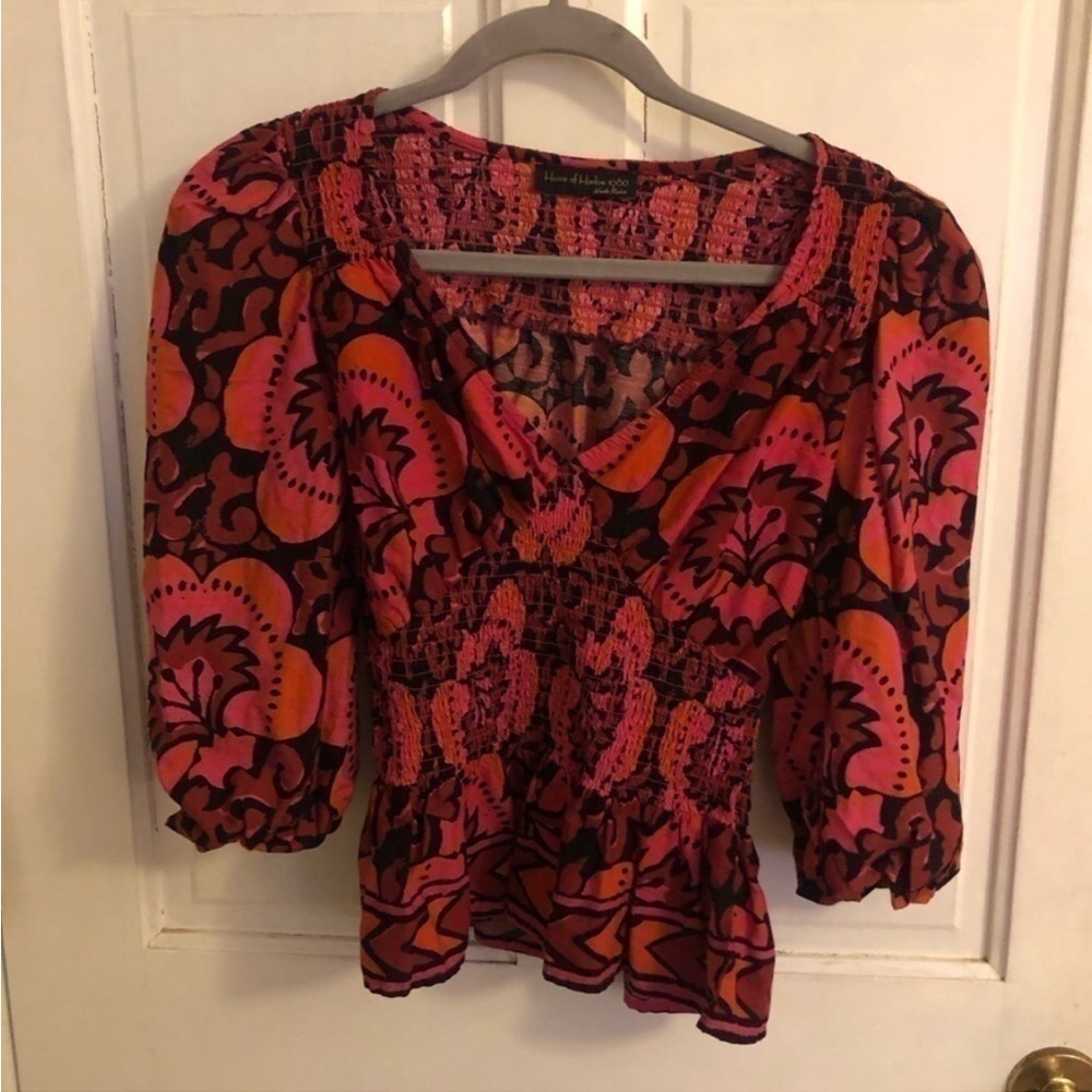 House of Harlow 1960 Blouse Smocked Floral Printed Top - Picture 3 of 9